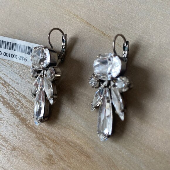 NWT Mariana Art Deco Icy White Swarovski Crystal Glam Leverback Earrings Silver - Picture 9 of 12